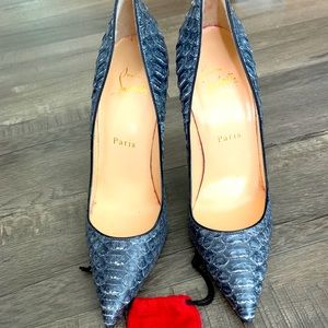 SOLD Christian Louboutin Denim Python Pumps